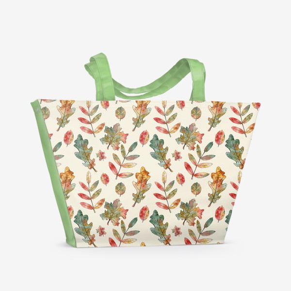 Пляжная сумка «Паттерн. Осенние листья на бежевом»