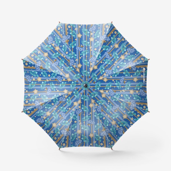 Зонт «Цветы и полоски»