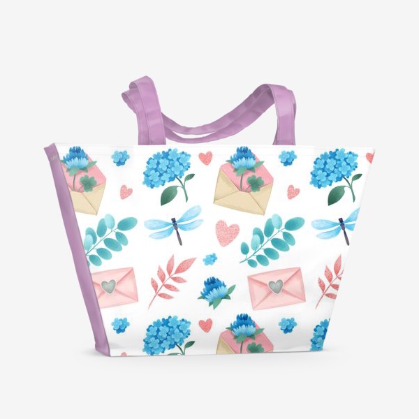 Пляжная сумка «Бесшовный паттерн с весенним нежным цветочным узором»