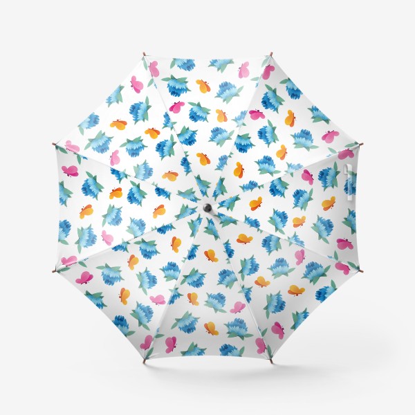 Зонт «Бесшовный паттерн. Бабочки и цветы»