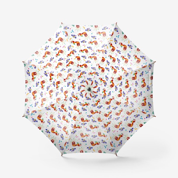 Зонт «Бесшовный паттерн с веселыми полосатыми монстриками»
