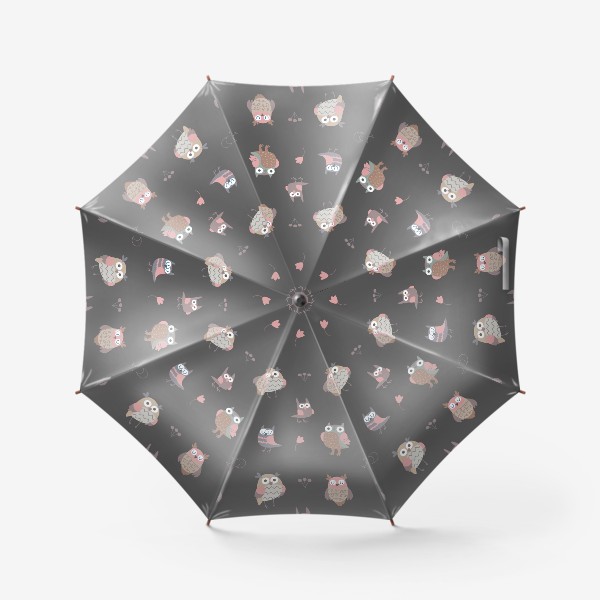 Зонт «Бесшовный паттерн. Совы на темном фоне»