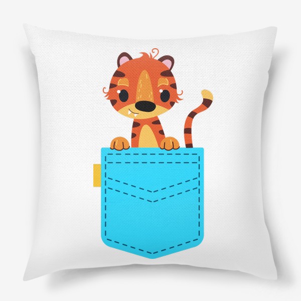 Подушка «Нрлубой карман с тигром»