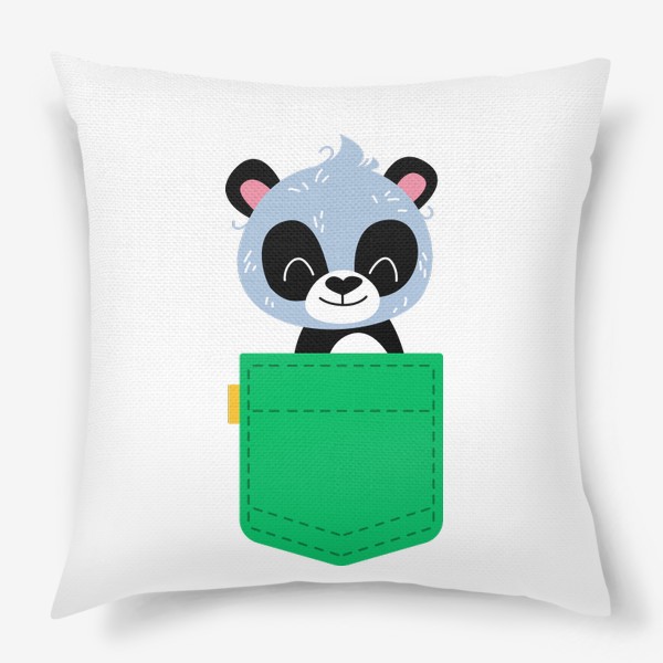 Подушка «Карман зеленый с милой пандой»