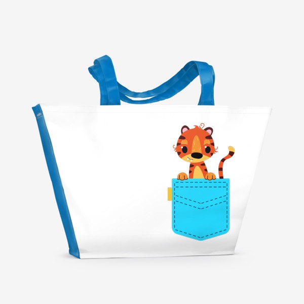 Пляжная сумка «Нрлубой карман с тигром»