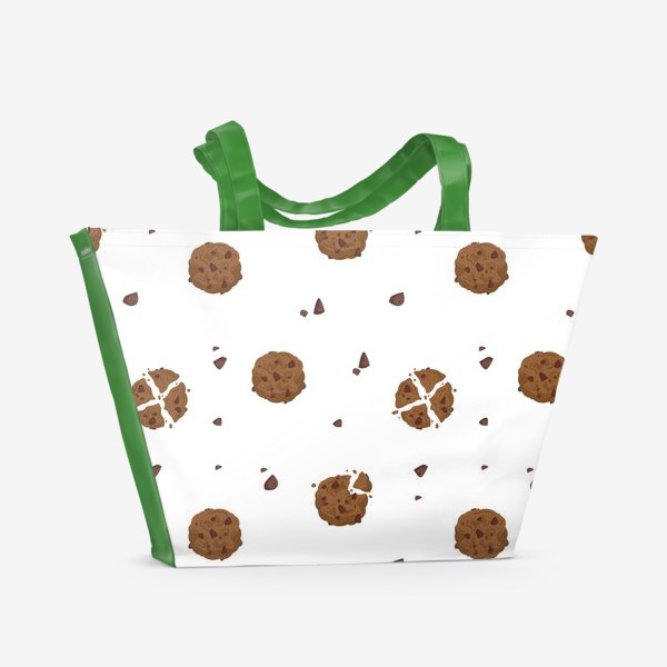 Пляжная сумка «Кухонный бесшовный паттерн с шоколадным печеньем»