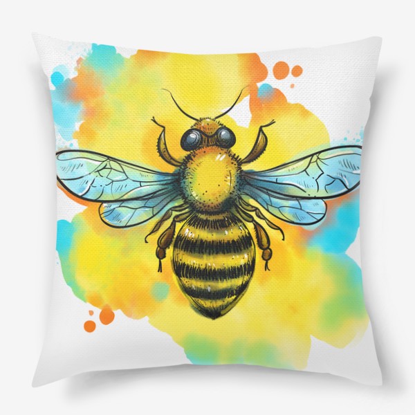 Подушка «пчела. акварельная пчелка»