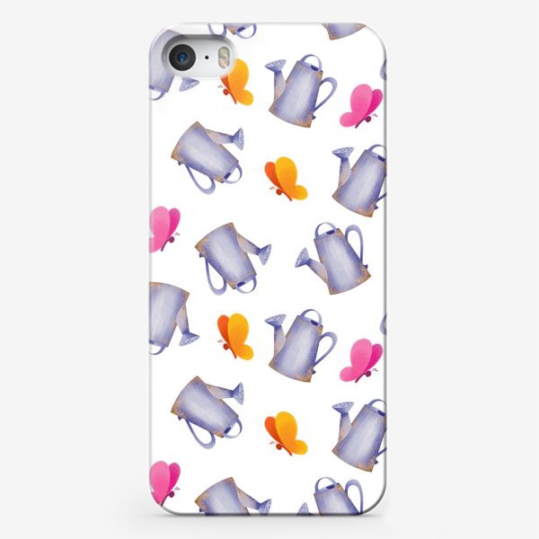 Чехол iPhone «Бесшовный паттерн с милыми лейками и бабочками»