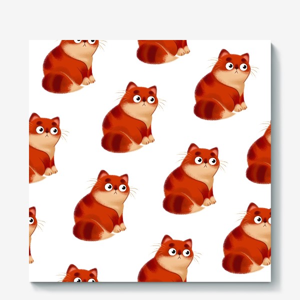 Холст «Рыжые толстые коты. Бесшовный паттерн»