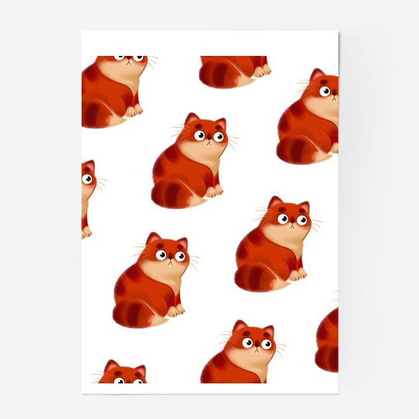 Постер «Рыжые толстые коты. Бесшовный паттерн»