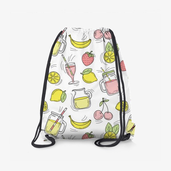 Рюкзак «Фруктовые лимонады - клубника, банан, лимон, вишня - узор»