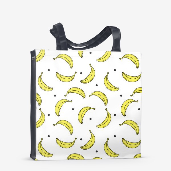 Сумка-шоппер «Бананы и черные точки - стильный узор на белом фоне»