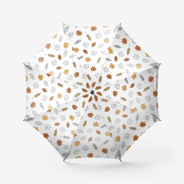 Зонт «Осенние листья - узор на белом фоне»