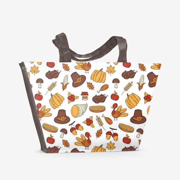 Пляжная сумка «Осенний узор на День Благодарения - осенний урожай»