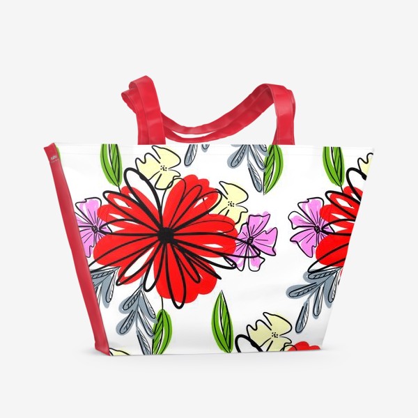 Пляжная сумка «Яркие цветы Паттерн »