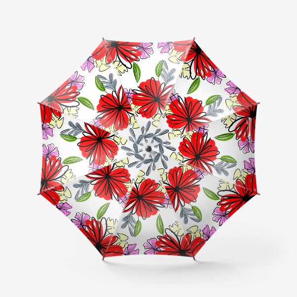 Зонт «Яркие цветы Паттерн »