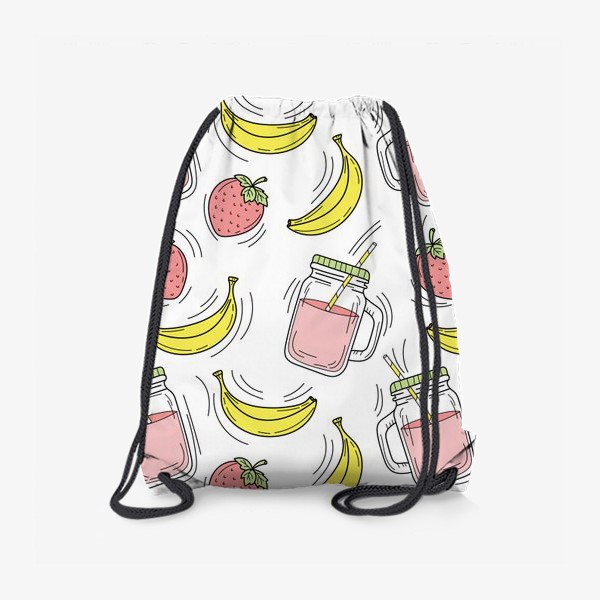 Рюкзак «Банановый клубничный смузи. Узор с летним лимонадом»