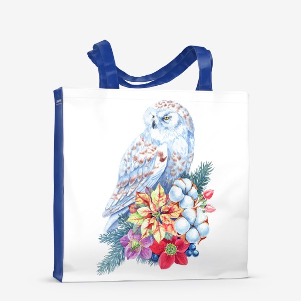 Сумка-шоппер «Зимняя сова. Полярная сова и цветы»
