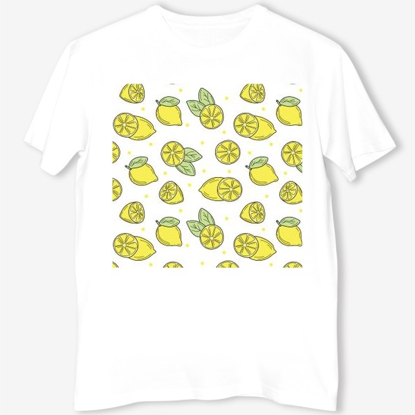 Футболка «Сочные лимоны на белом фоне - летний желтый узор»