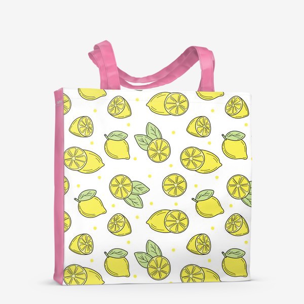 Сумка-шоппер «Сочные лимоны на белом фоне - летний желтый узор»