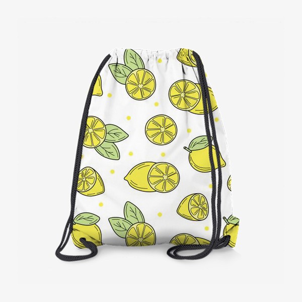 Рюкзак «Сочные лимоны на белом фоне - летний желтый узор»