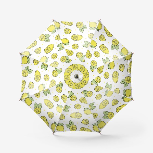 Зонт «Сочные лимоны на белом фоне - летний желтый узор»