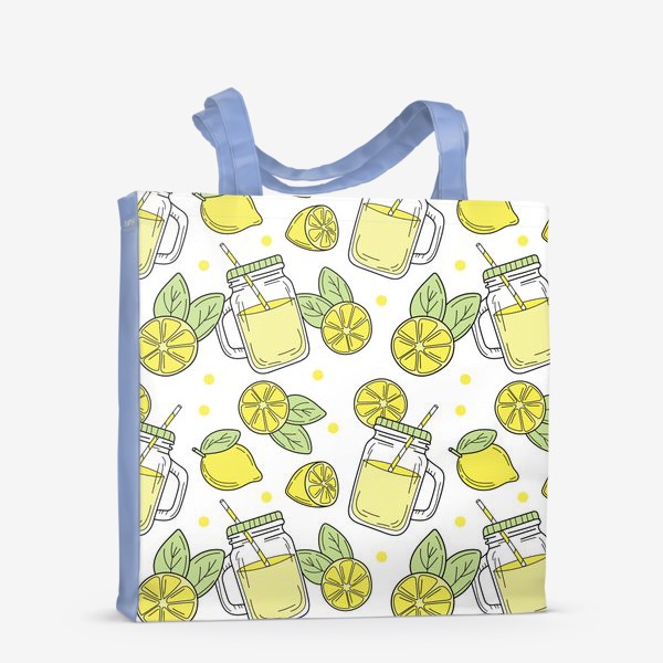 Сумка-шоппер «Лимонад - напиток из лимонов - желтый летний узор на белом фоне»