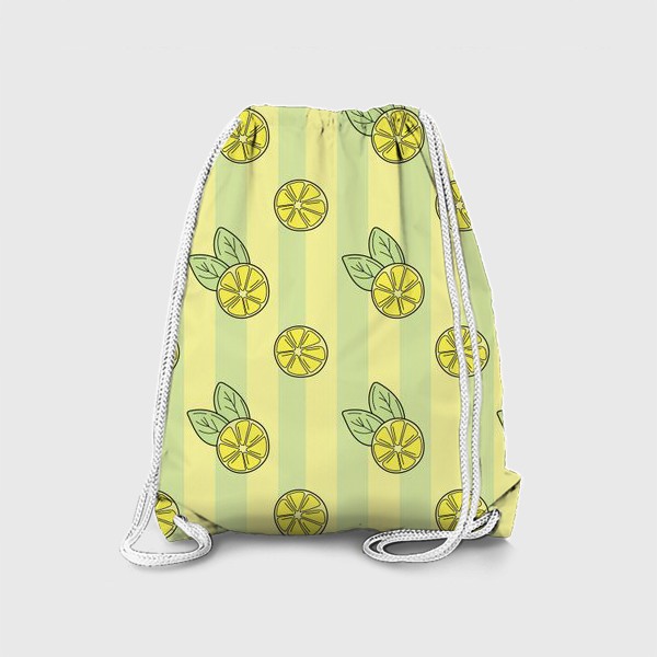 Рюкзак «Лимонный цветной узор на полосатом летнем фоне»