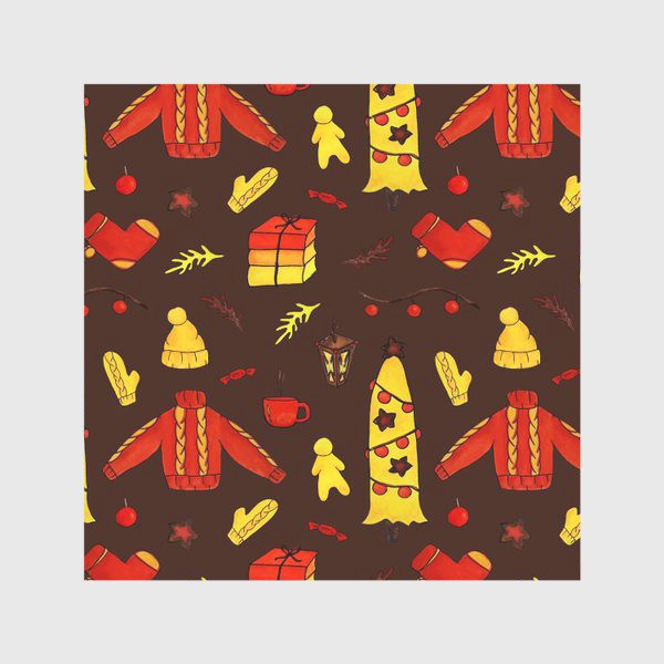 Скатерть «Тёплый Новый год и уютное Рождество на коричневом фоне»