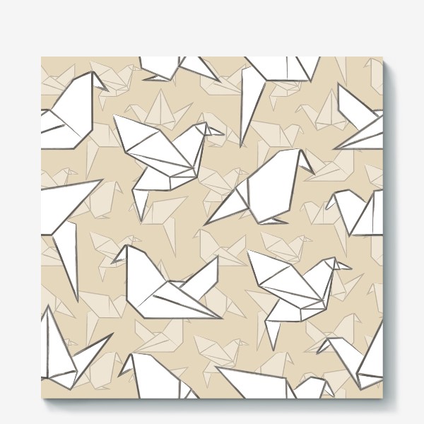 Холст &laquo;Оригами птицы на бежевом фоне&raquo;
