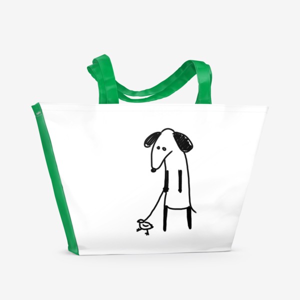 Пляжная сумка «Собака с уточкой »