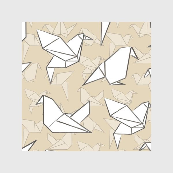 Шторы «Оригами птицы на бежевом фоне»
