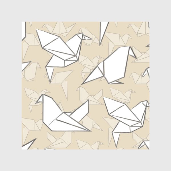 Скатерть «Оригами птицы на бежевом фоне»