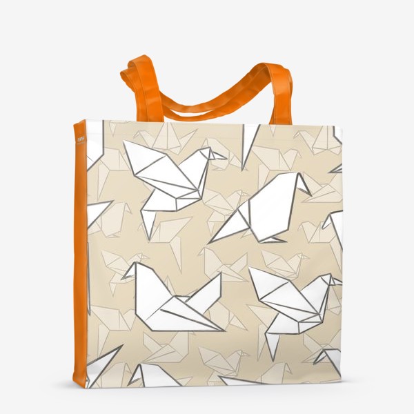 Сумка-шоппер «Оригами птицы на бежевом фоне»
