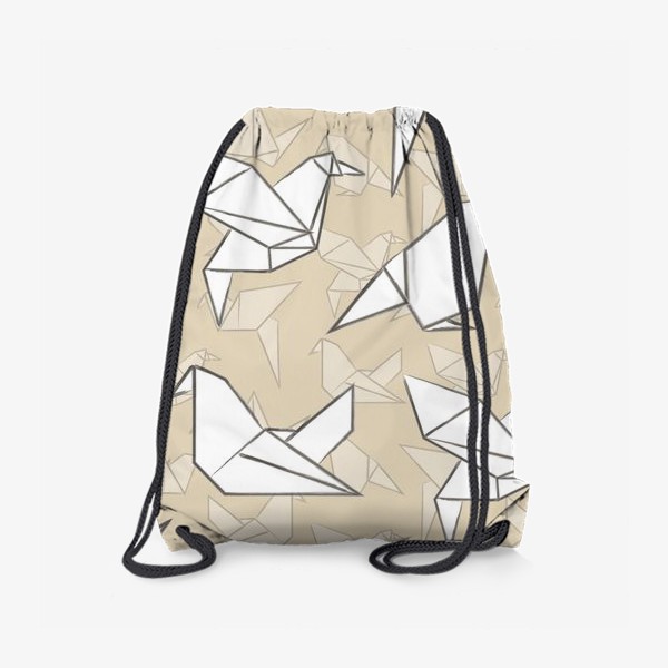 Рюкзак «Оригами птицы на бежевом фоне»