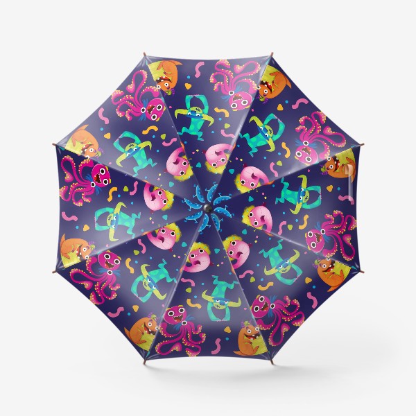 Зонт «Бесшовный паттерн с веселыми монстриками»