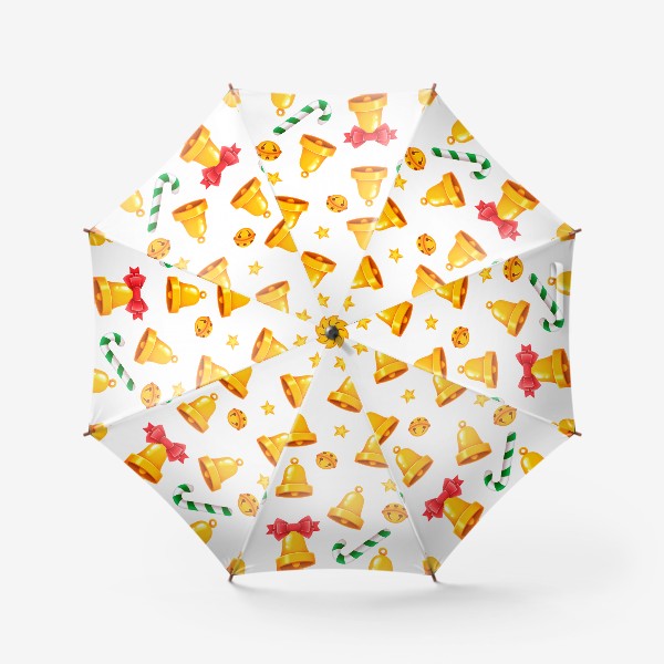 Зонт «Новогодние колокольчики и сладости. Паттерн»