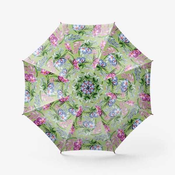 Зонт «Чудесные акварельные фрезии на фоне оттенка киви»