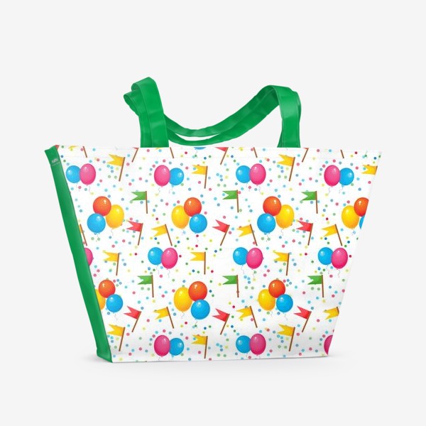 Пляжная сумка «Шарики флажки. День рождения »