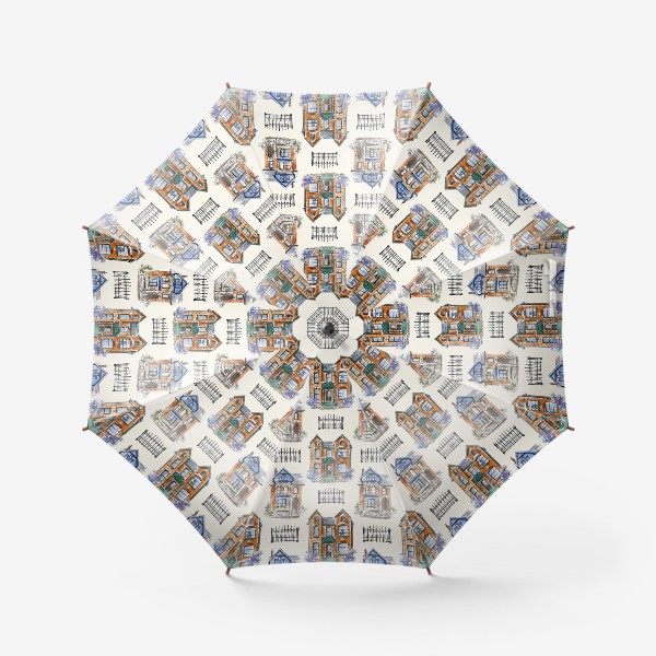 Зонт «Викторианские домики. Паттерн»