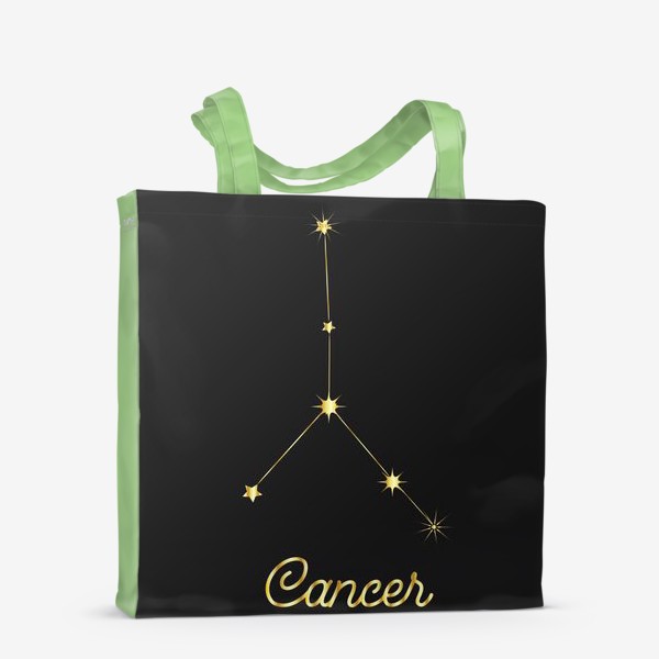 Сумка-шоппер «Созвездие Рак, золотые звезды на темном небе»