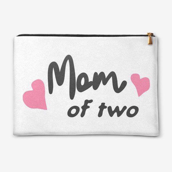 Косметичка «Надпись "Мама двоих" с сердечками»