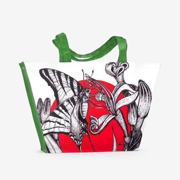 Пляжная сумка «Бабочка и цветок. Красная книга. 8 марта»