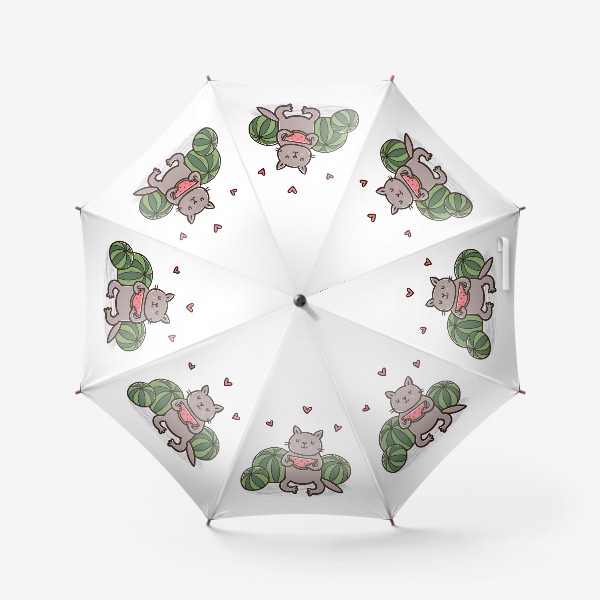 Зонт «Милый котик с арбузами и сердечками»