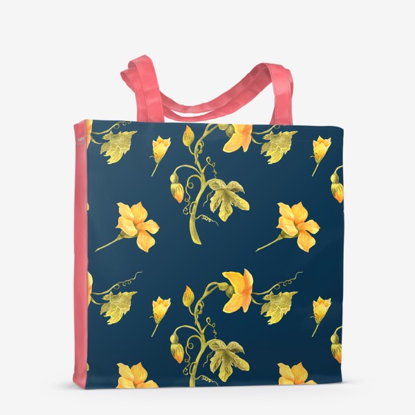 Сумка-шоппер «Желтые цветы на синем фоне»