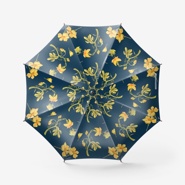 Зонт «Желтые цветы на синем фоне»