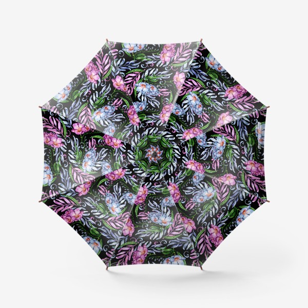 Зонт «Чудесные цветы - фрезия на черном фоне»