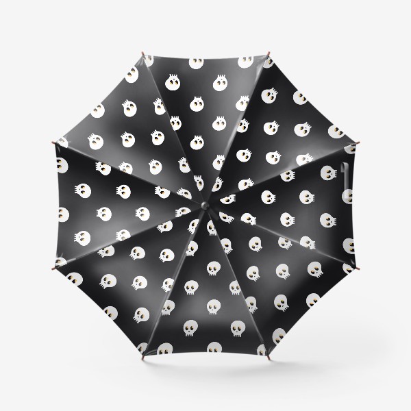 Зонт «Черепа на черном фоне - Хеллоуин узор»