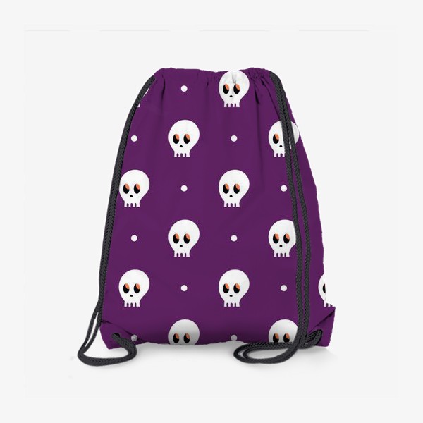 Рюкзак «Черепа на фиолетовом фоне - Хэллоуин узор»