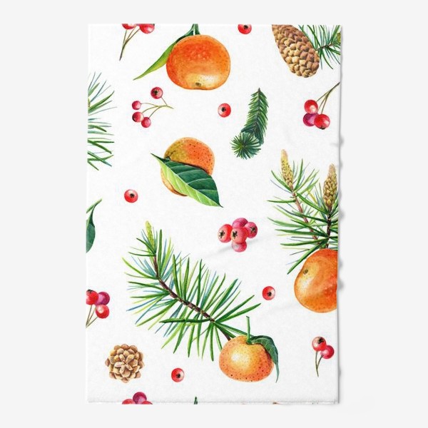 Полотенце «Новогодний принт с мандаринами»